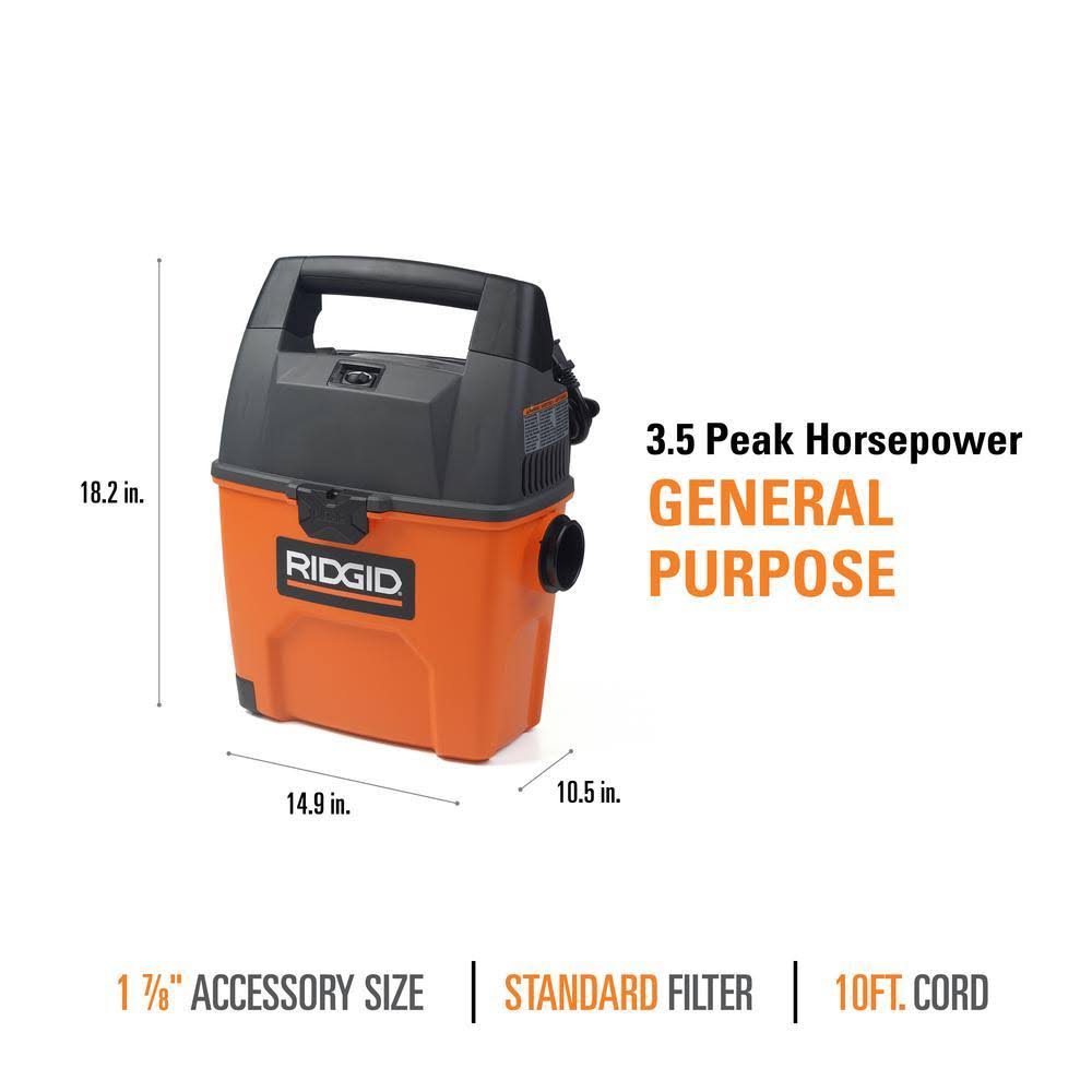 Ridgid 3 gal. 3.5-Peak HP Portable Pro Wet Dry VAC with Bonus LED Car Nozzle
