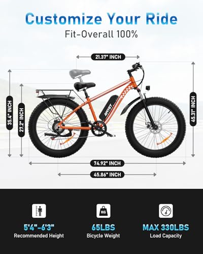 EB26 Electric Bike for Adults Peak 1500W Electric Bicycle 48V 15AH (720WH) Battery Electric Bike 26" Fat Tire Mountain 28mph 7 Speed Gears Ebike
