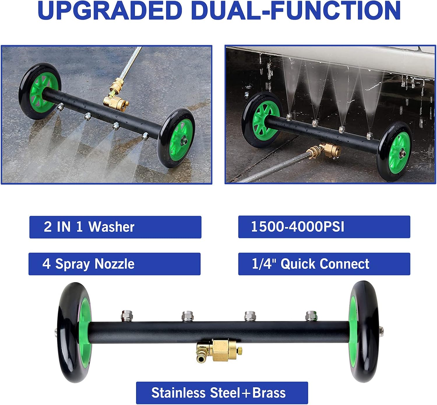 VIGRUEWARMQ 4000PSI Pressure Washer Undercarriage Cleaner Water Broom, Undercarriage Pressure Washer Attachment w/Accessories