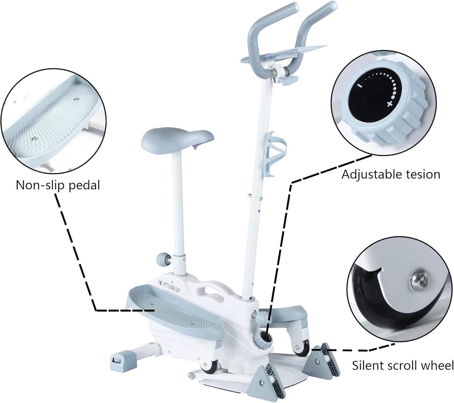 Magnetic Under Desk Elliptical Machine for Home Workouts, Foot Pedal Exerciser with 3 Levels Manual Incline