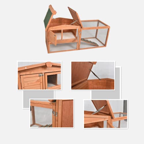 GOJOOASIS 80" Chicken Coop for 2-4 Chickens Outdoor Wooden Hen House Poultry Pet Hutch for Backyard w/Run Cage & Nesting Box(A)