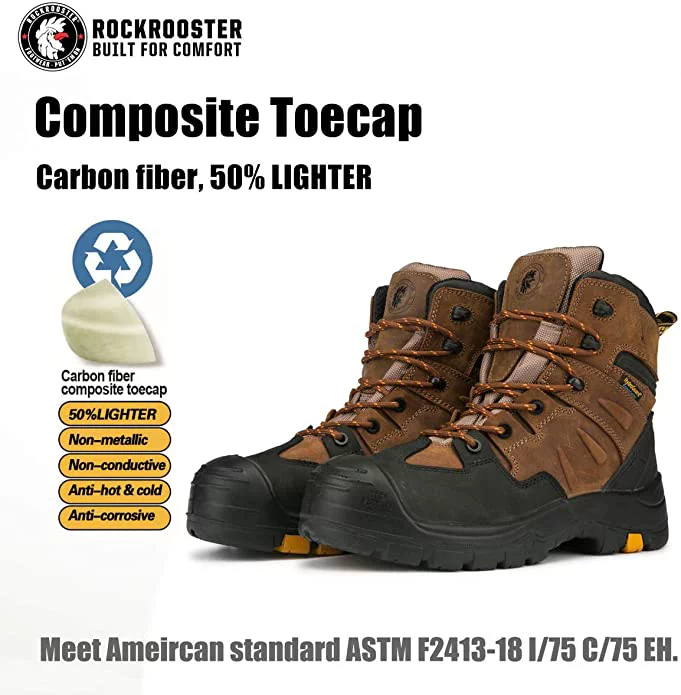 ROCKROOSTER Woodland - Men's Composite Toe Waterproof Work Boots for Construction, Landscaping, Maintenance, Transportation and Utilities AK669-10