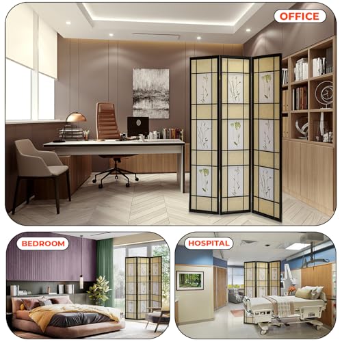 Legacy Decor 3 Panels Room Divider - Portable & Foldable Freestanding Room Privacy Screen - 71” Tall Botanical Floral Dressing Screen