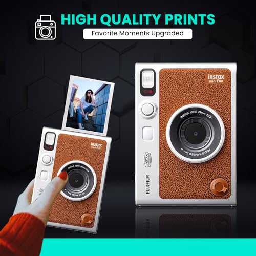 Fujifilm Instant Mini EVO Hybrid Camera (Black) Bundle with 60 Instant Film Sheets + 32GB Memory Card + Small Padded Case + SD Card Reader + Flex