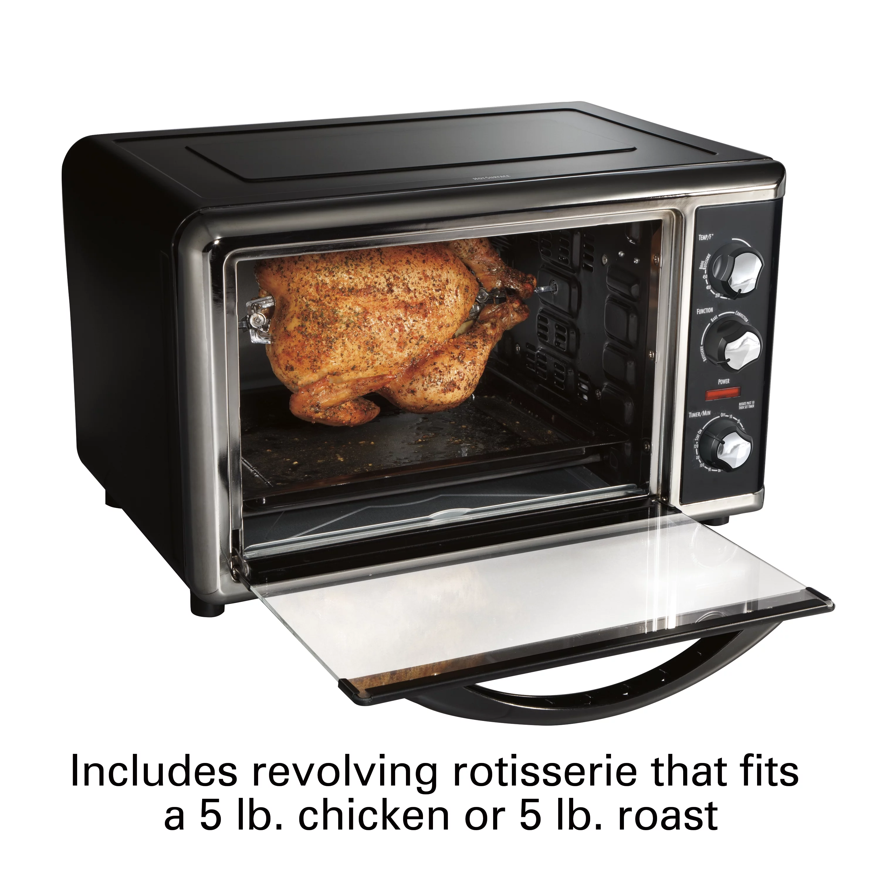 Hamilton Beach Countertop Oven with Convection and Rotisserie, Baking, Broil, Extra Large Capacity, Silver, 31100D
