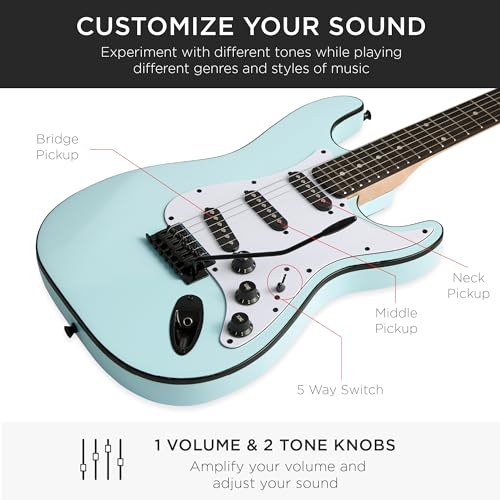 Best Choice Products 39in Full Size Beginner Electric Guitar Starter Kit w/Case, Strap, 10W Amp, Strings, Pick, Tremolo Bar - Sunburst
