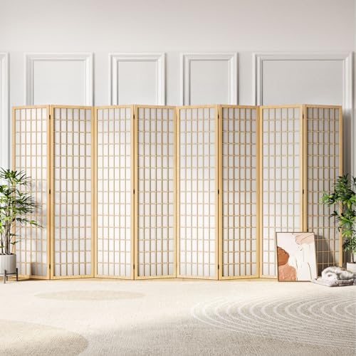 JOSTYLE Room Divider Wall Shoji Screen, 6 Panel Folding Privacy Screen for Room Separation, Japanese Wood Room Divider, 5.9 Ft, Natural