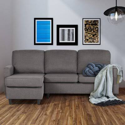 Lovise 78.3x22 Wide Reversible Sofa u0026 Chaise Latitude Run Fabric: Gray Polyester Blend