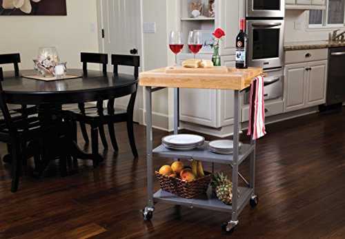 Origami Folding Kitchen Cart on Wheels, 3-Tier Foldable Rolling Cart - Chefs Outdoor Cart for Wine and Food, Microwave Cart, Plating Shelf