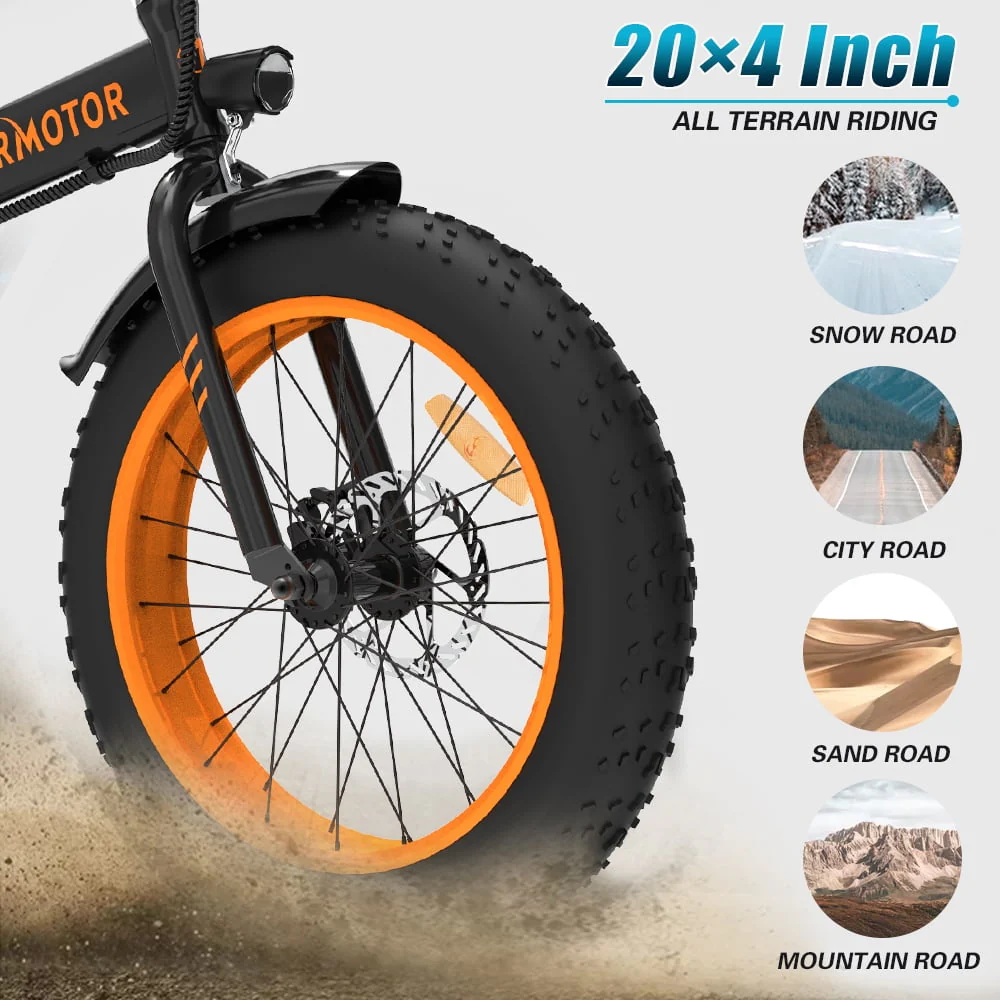 Aostirmotor Folding Electric Bike 20 inch Fat Tire , with 500W Motor, 36V 13AH Removable Lithium Battery,Ebikes for Adults（Black）