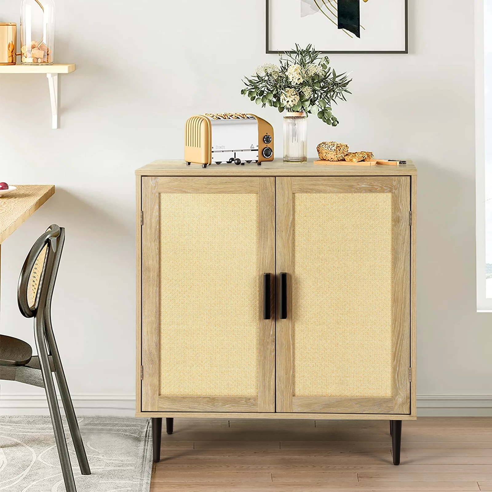 Richya 34.4'' Tall Sideboard Buffet Cabinet with Rattan Doors, for Dining Room, Kitchen, Living Room