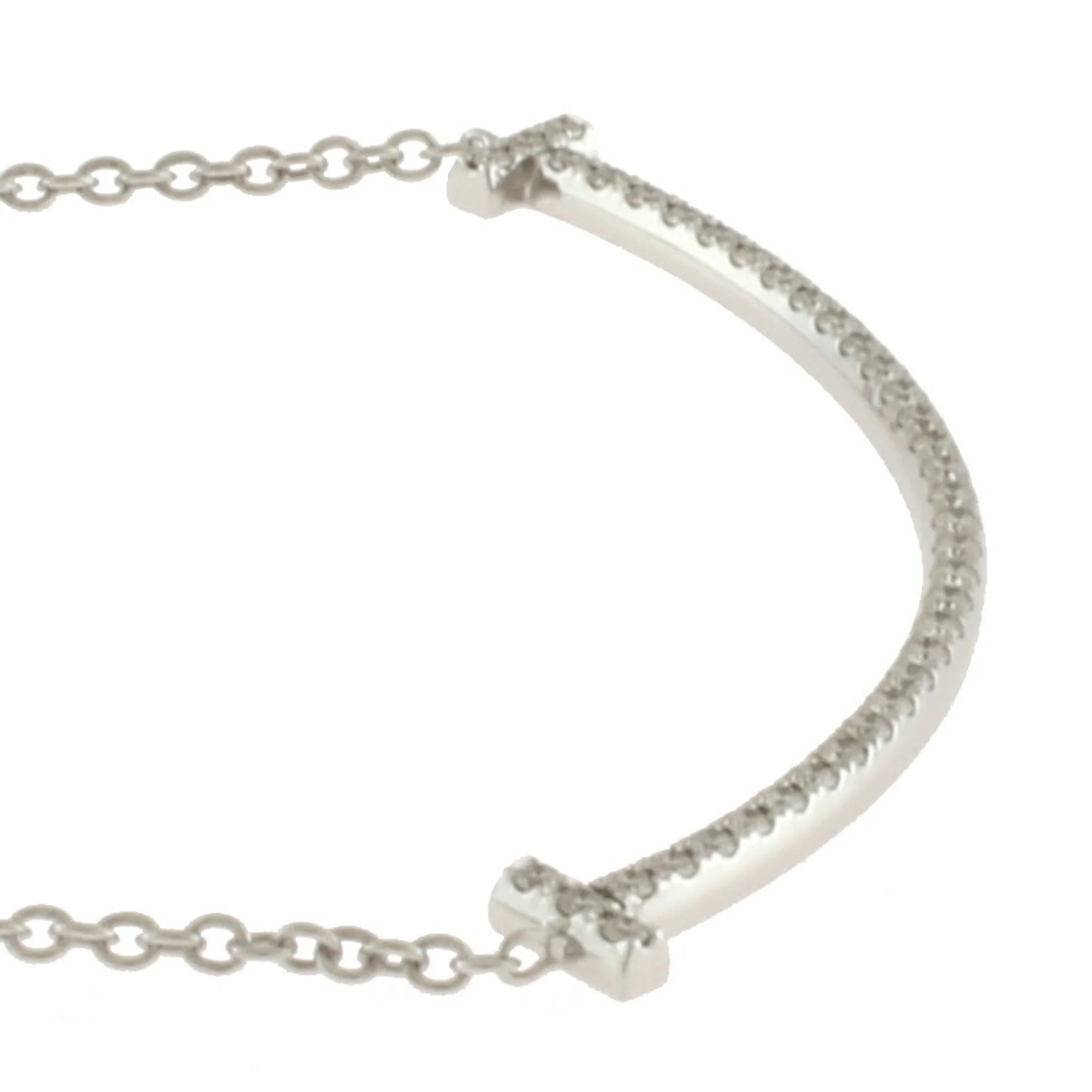 Pre-Owned Tiffany T Smile Diamond Necklace 18K Women's TIFFANY&Co. BRJ10000000120965 (Like New)