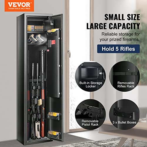 VEVOR 3-4 Rifles Gun Safe, Rifle Safe with Digital Keypad & Lock, Quick Access Gun Storage Cabinet for shotguns with Removable Shelf, Pistol Rack