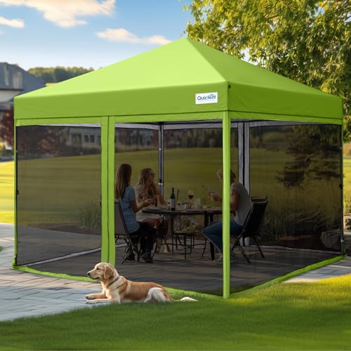 Quictent 6.6'x6.6' Pop up Screened Canopy Tent with Mosquito Netting, Portable Easy up Outdoor Screen House Shelter Fully Sealed for Patio