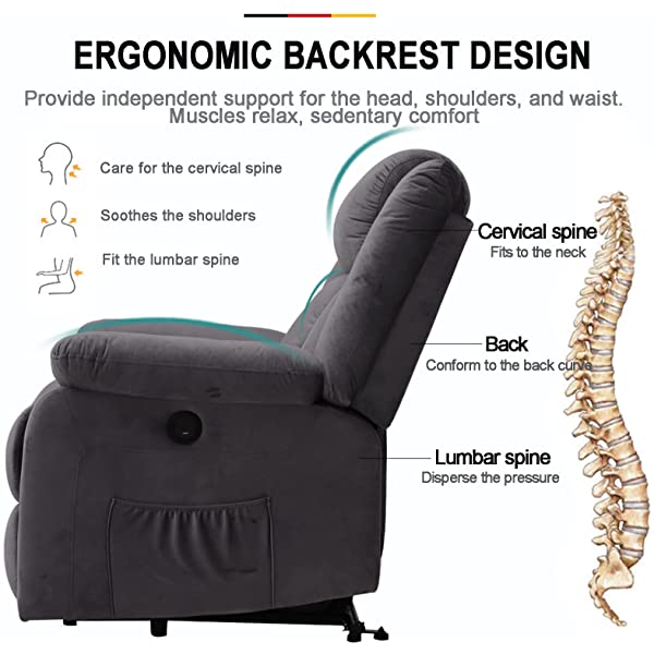 BINGTOO Power Lift Recliner Chair with Massage and Heat, Electric Fabric Vibration Massage Sofa for Elderly/Adult for Living Room