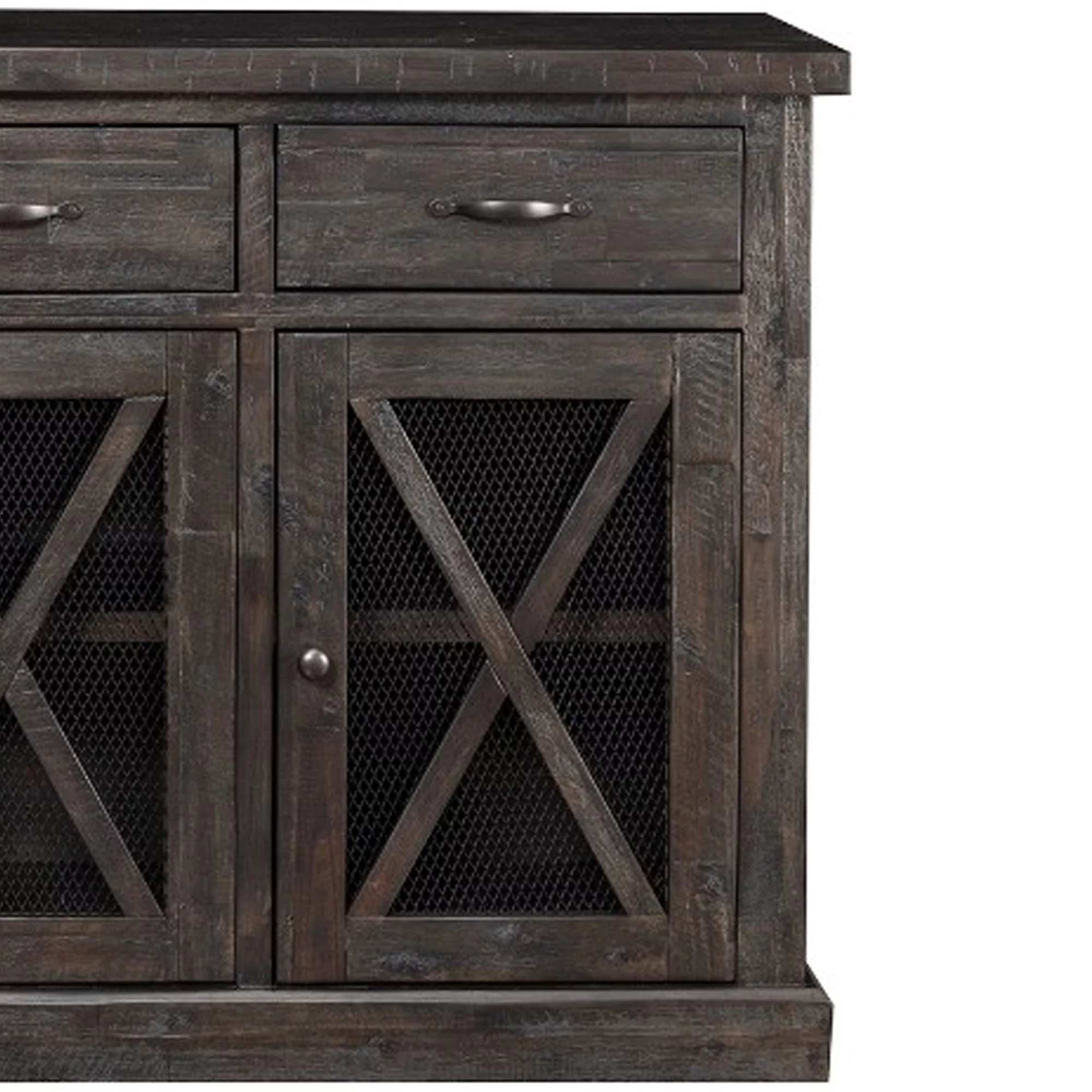 Wooden Sideboard with 3 Drawers and Doors Brown