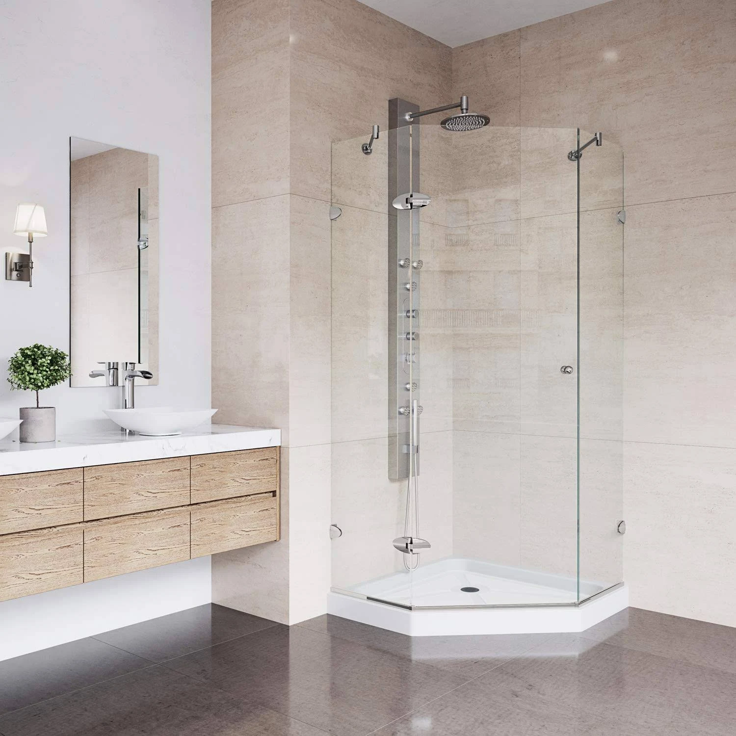 Vigo Verona Frameless Neo-Angle Shower Enclosure with Low-Profile Base