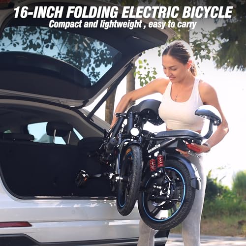 2 Seater Electric Bike for Adults,Mini Bike 500/750 Motor,28MPH,48V/15AH Removable Battery,25-30Miles 16" Fat Tire Commuter Ebike