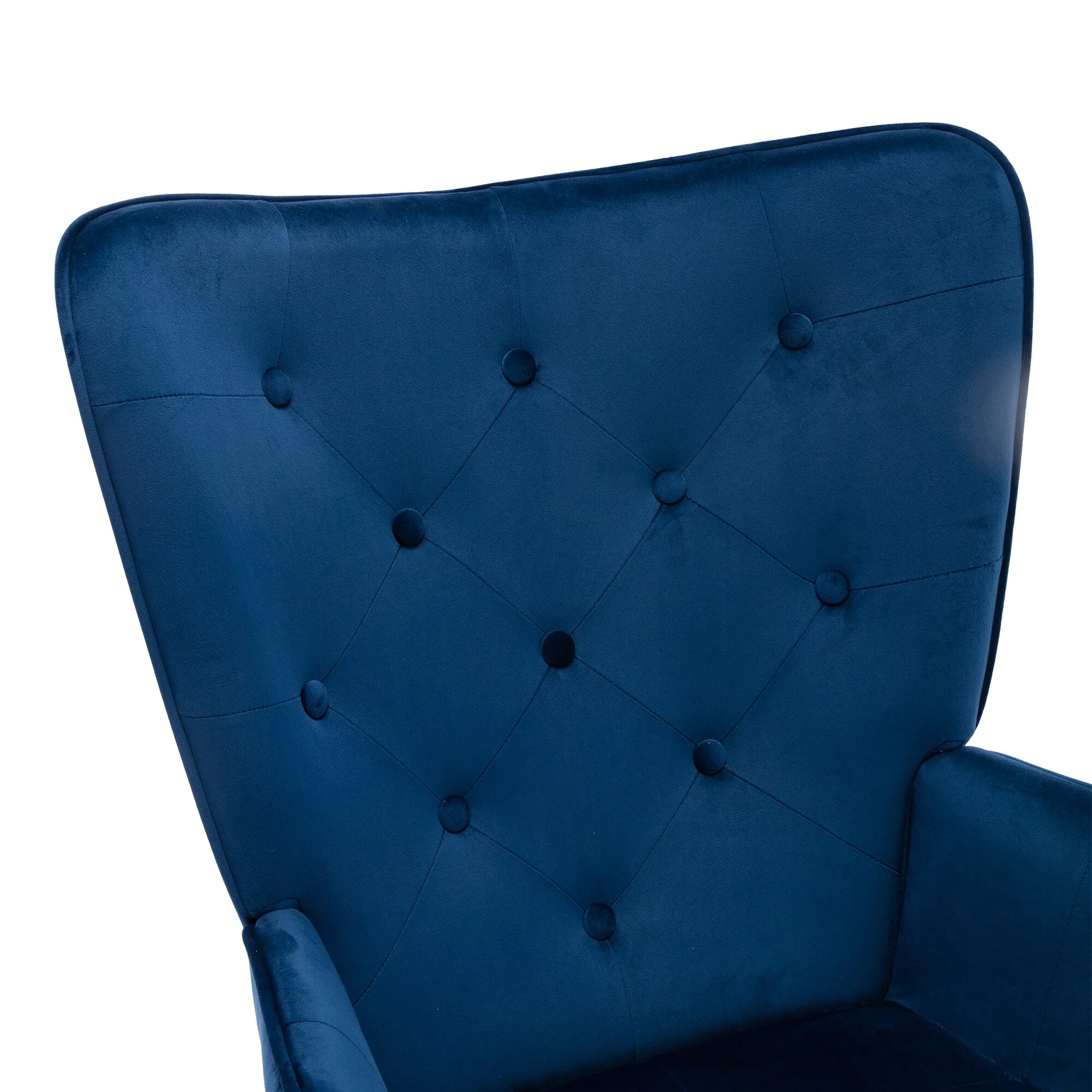 Unbranded Mid-century Modern Tufted Velvet Accent Chair Wingback chair Navy Blue