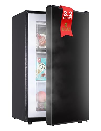 Upright Freezer, 3.2 Cu Ft Mini Small Deep Freezer for 1-2 People, Portable Compact Freezer with 3 Plastic Baffles, 4D Cooling & 40dB Ultra-Quiet