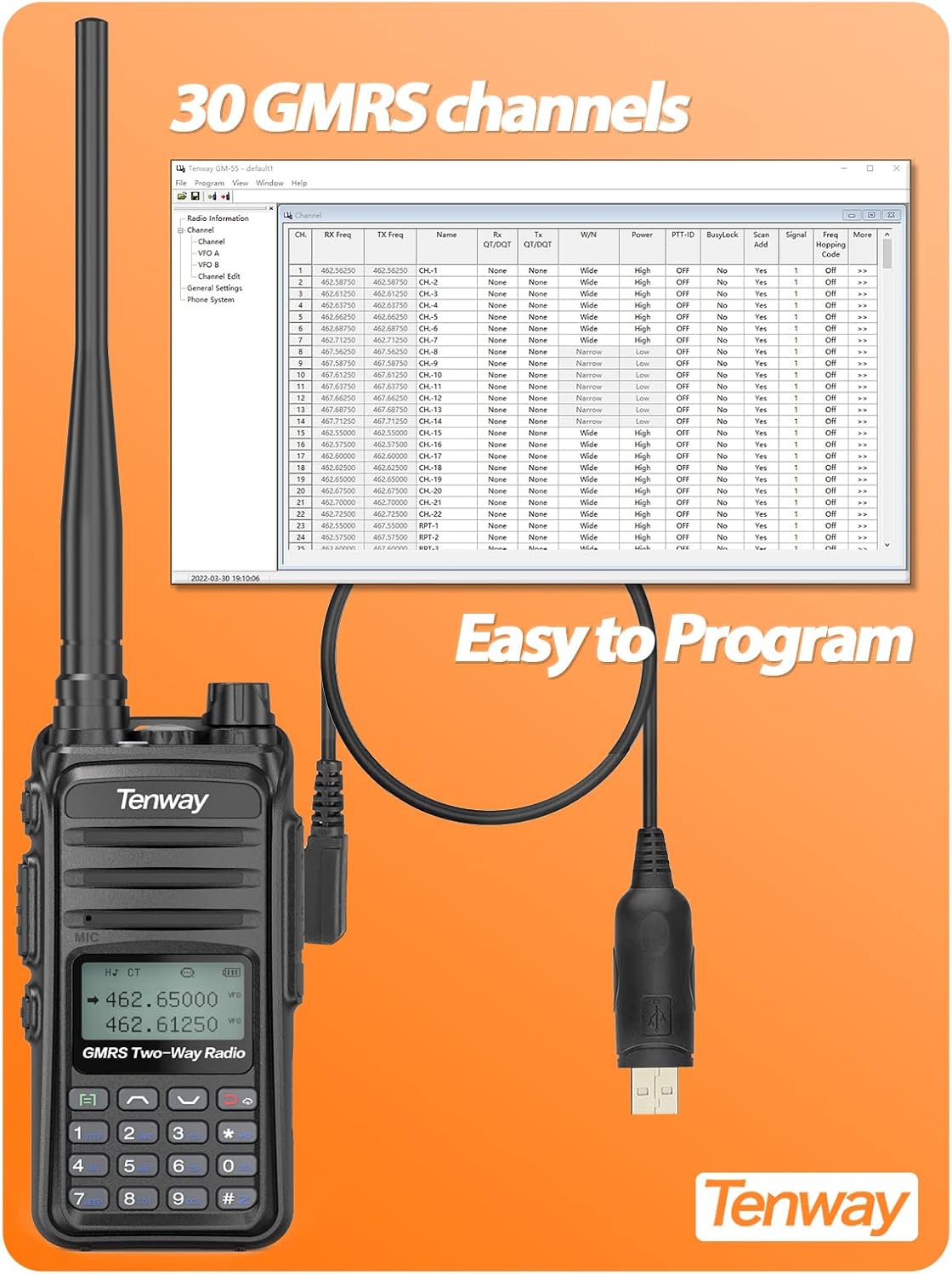 GMRS Radio Handheld 5W Long Range Two Way Radio GMRS Repeater Capable, with NOAA Scanning & Receiving, Display SYNC, for Off Road Overlanding