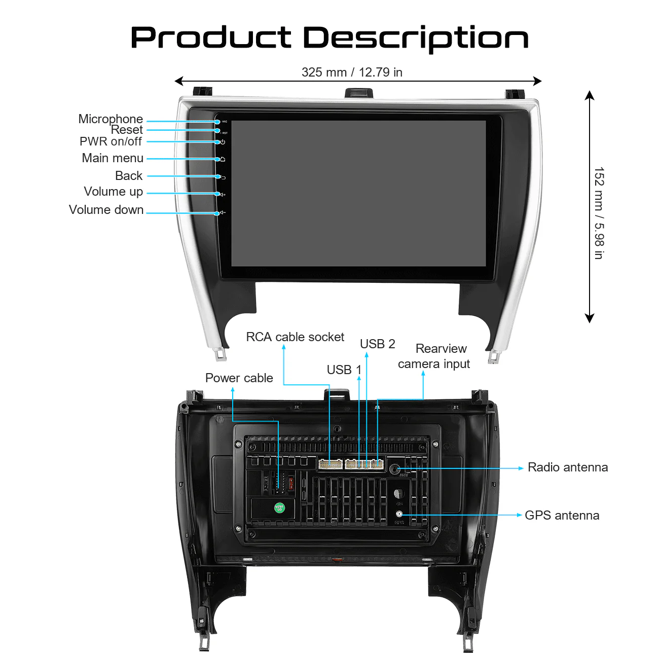 For 2015-2017 Toyota Camry 10.1in Carplay Android 12 Car Stereo Radio GPS Navi