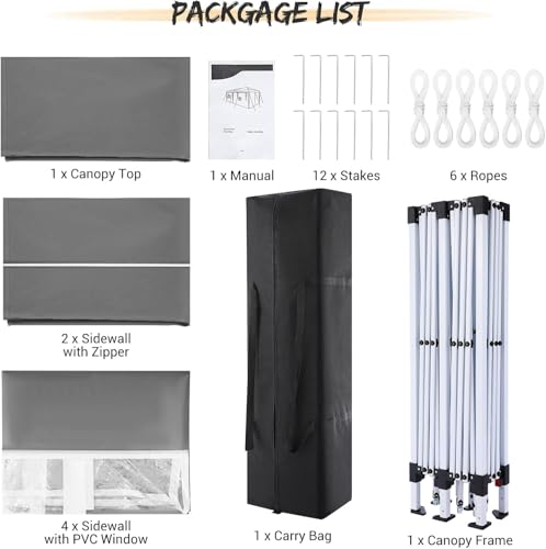 COBIZI 10x10 Pop up Canopy Tent Protable Canopy Tent with 4 Sidewalls Waterproof Commercial Instant Shelter for Parties, Wedding