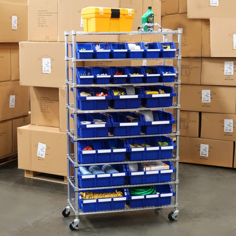 Seville Classics Heavy Duty NSF Bin Rack Solid Steel Wire Shelving Storage Unit, Patented Organizer for Garage, Warehouse, Office, Restaurant