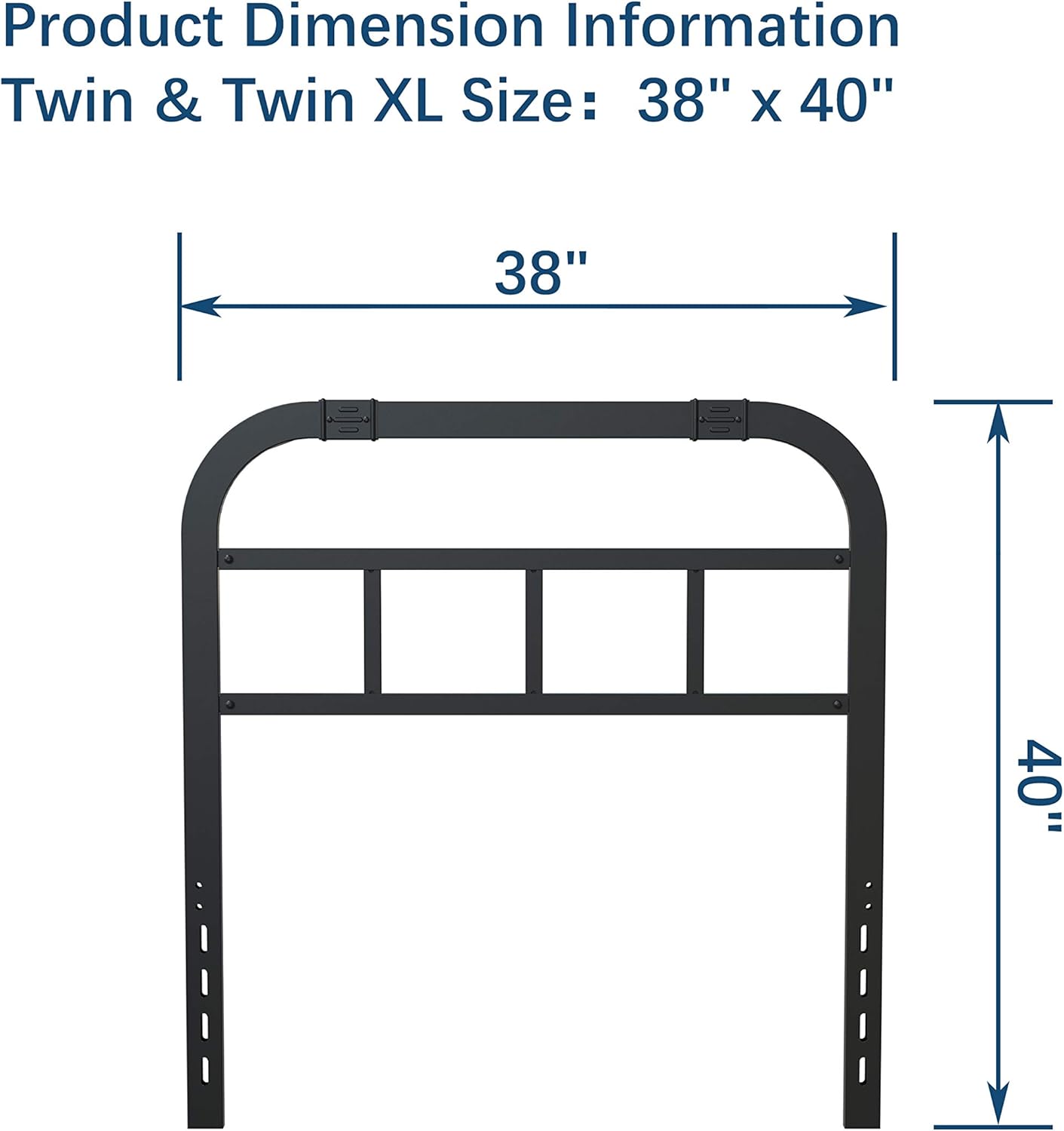 Metal Steel California King Bed Headboard with Rustic Farmhouse Style, Black