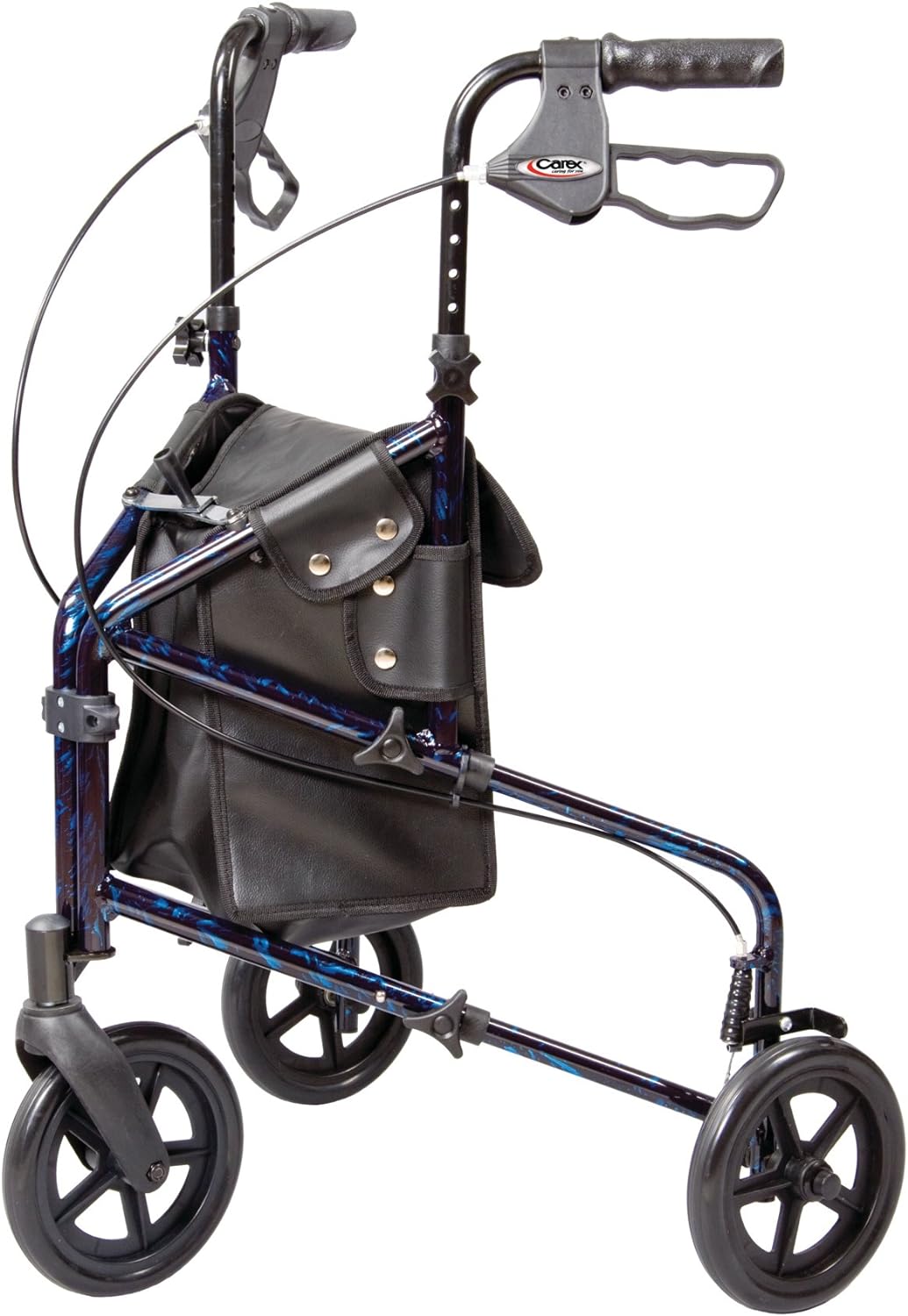 Carex 3 Wheel Walker for Seniors, Foldable, Rollator Walker with Three Wheels, Trio Walker with Height Adjustable Handles, Walker with Wheels
