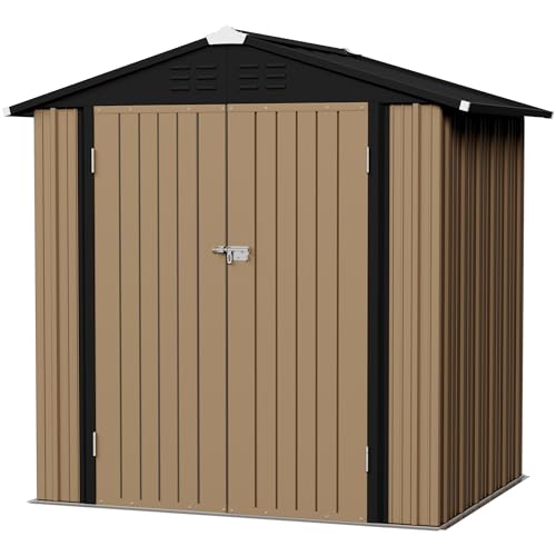 Flamaker Storage Shed Waterproof Metal Garden Shed with Lockable Door Utility Tool Shed Outdoor Storage for Backyard, Patio and Lawn (5 x 3 FT)