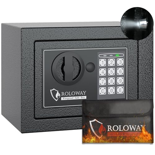 ROLOWAY Steel Safe Box (2.2 Cubic Feet), Money Safe for Home Safe, Lock Box with Fireproof Bag for Cash Safe, Security Safety Box for Document Safe