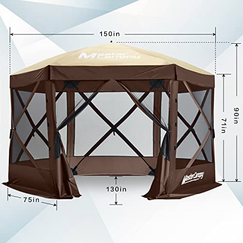 MASTERCANOPY 12x12FT Pop Up Gazebo Screen Tent - Instant Screen House with Netting, Quick Set, Outdoor Canopy Shelter with Carry Bag for Camping