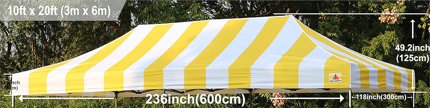 ABCCANOPY Replacement Canopy Top for Pop Up Canopy Tent (10x20, Yellow & White Stripe)