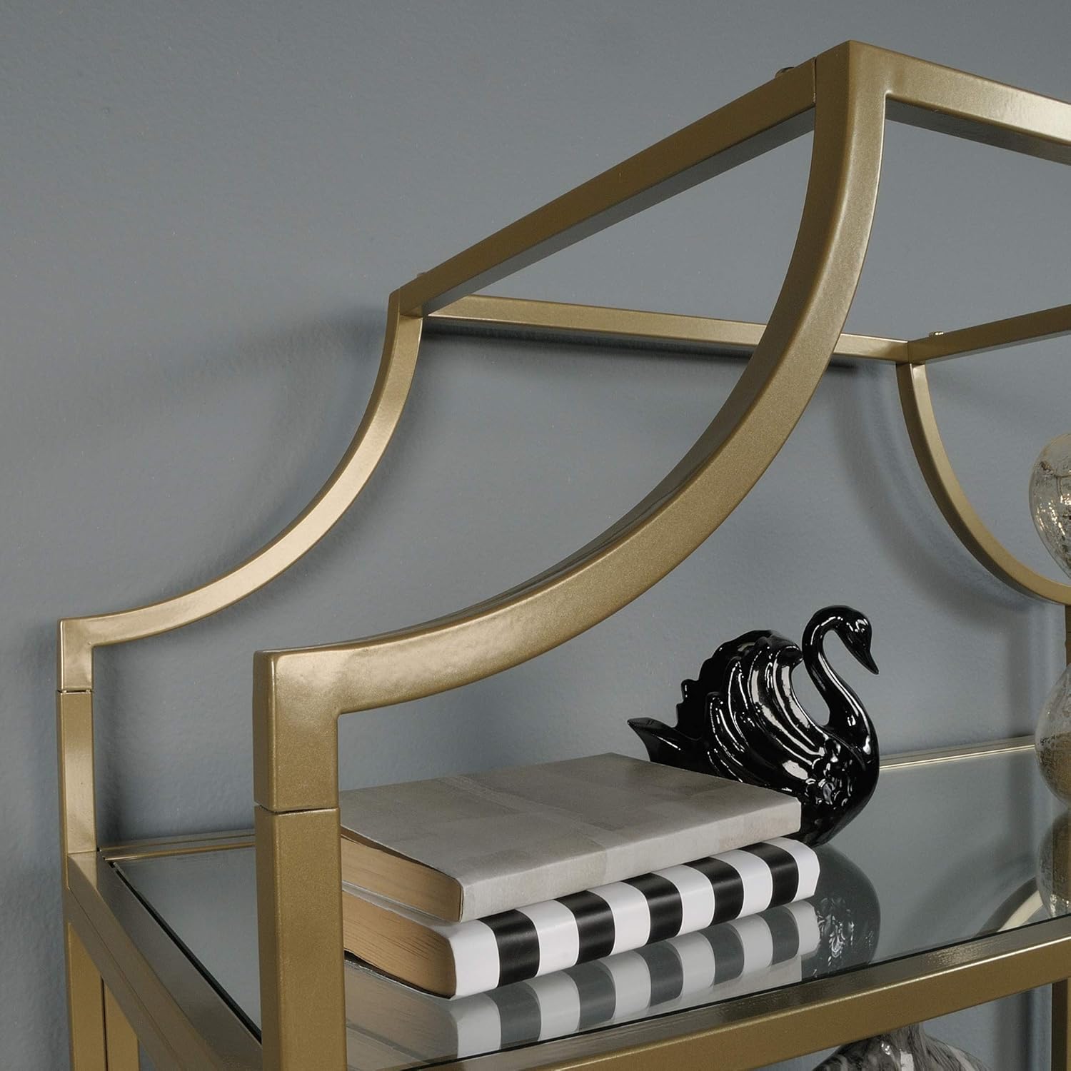 Sauder International Lux Bookcase/ book shelf, Satin Gold finish