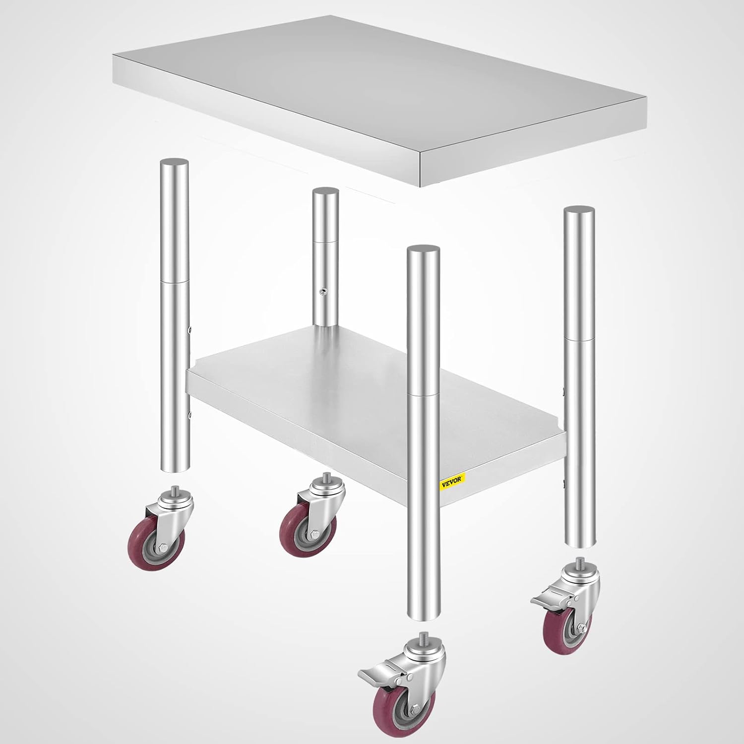 Mophorn Stainless Steel Work Table with Wheels 24 x 30 Prep Table with casters Heavy Duty Work Table for Commercial Kitchen Restaurant Business (24 x