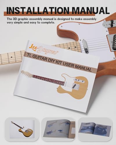 Leo Jaymz DIY Single Cut Electric Guitar Kits with Mahogany Body and Neck - Rosewood Fingerboard and All Components Included (LP Hollow)