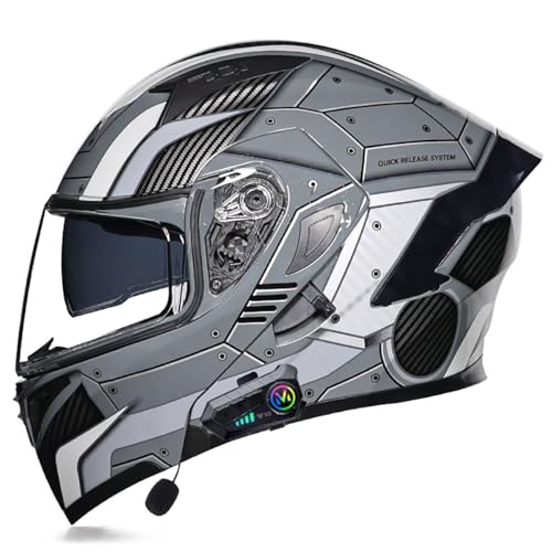 Adults Bluetooth Motorcycle Helmet Full Face Sun Visors Modular Helmets Flip up Motorbike Sport Offroad Mountain Lightweight Helmet for Men Women