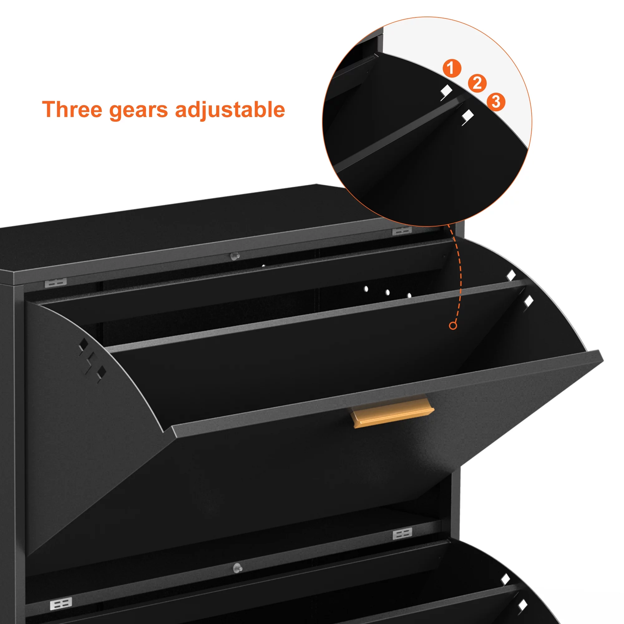 Royard Oaktree Shoe Cabinet Freestanding Metal Shoe Storage Cabinet with 3 Flip Drawers Modern Narrow Shoes Organizer Large Shoe Rack for Entryway