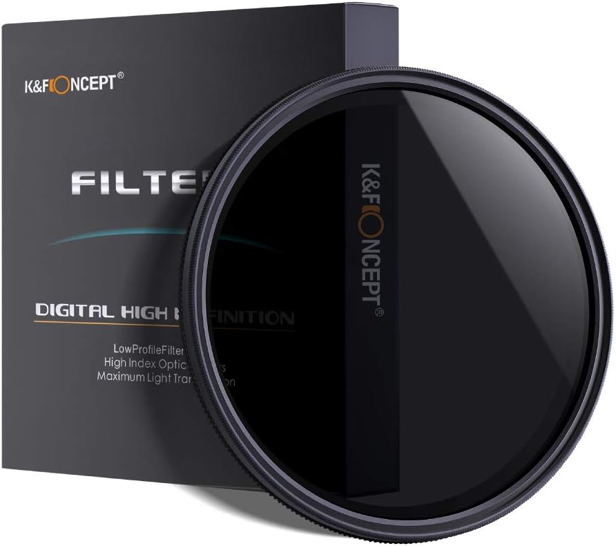 K&F Concept 37mm ND Filter Variable Fader NDX Neutral Density Adjustable ND2 to ND400 Lens Filter Kit + Cleaning Cloth for Cameras Lens