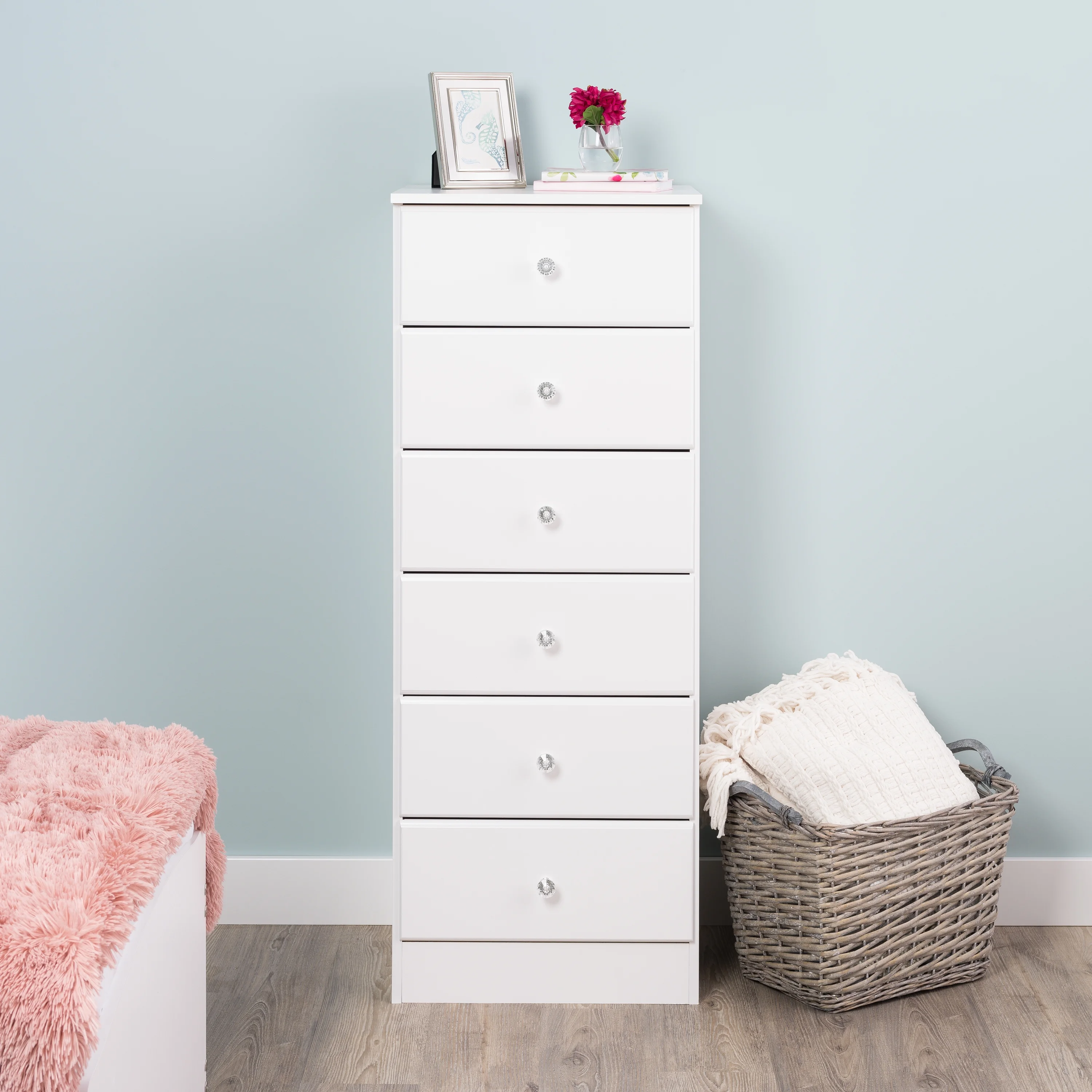 Prepac Astrid 6-Drawer Tall Chest, Crystal White