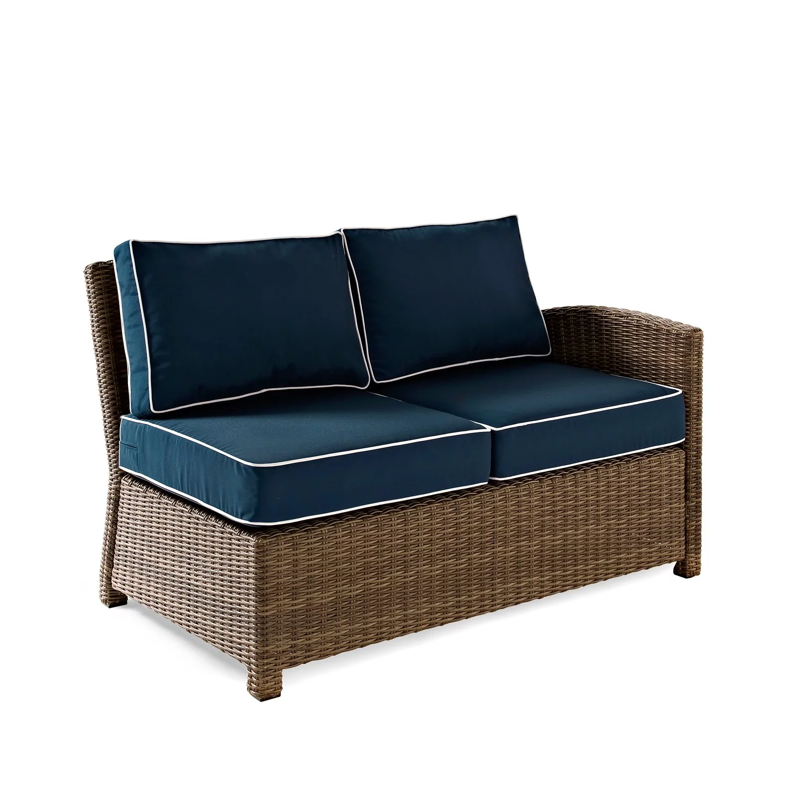 Crosley Furniture Bradenton 5 Piece Fabric Patio Sectional Set in Brown and Navy