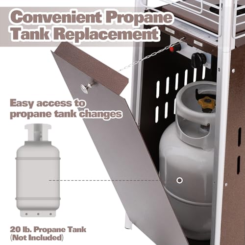 Hykolity Pyramid Patio Heater, 48000 BTU Glass Tube Propane Patio Heater with Wheels and Cover, Outdoor Propane Heaters for Patio, Backyard, Garden
