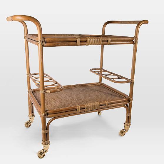 West Elm Rattan Bar Cart