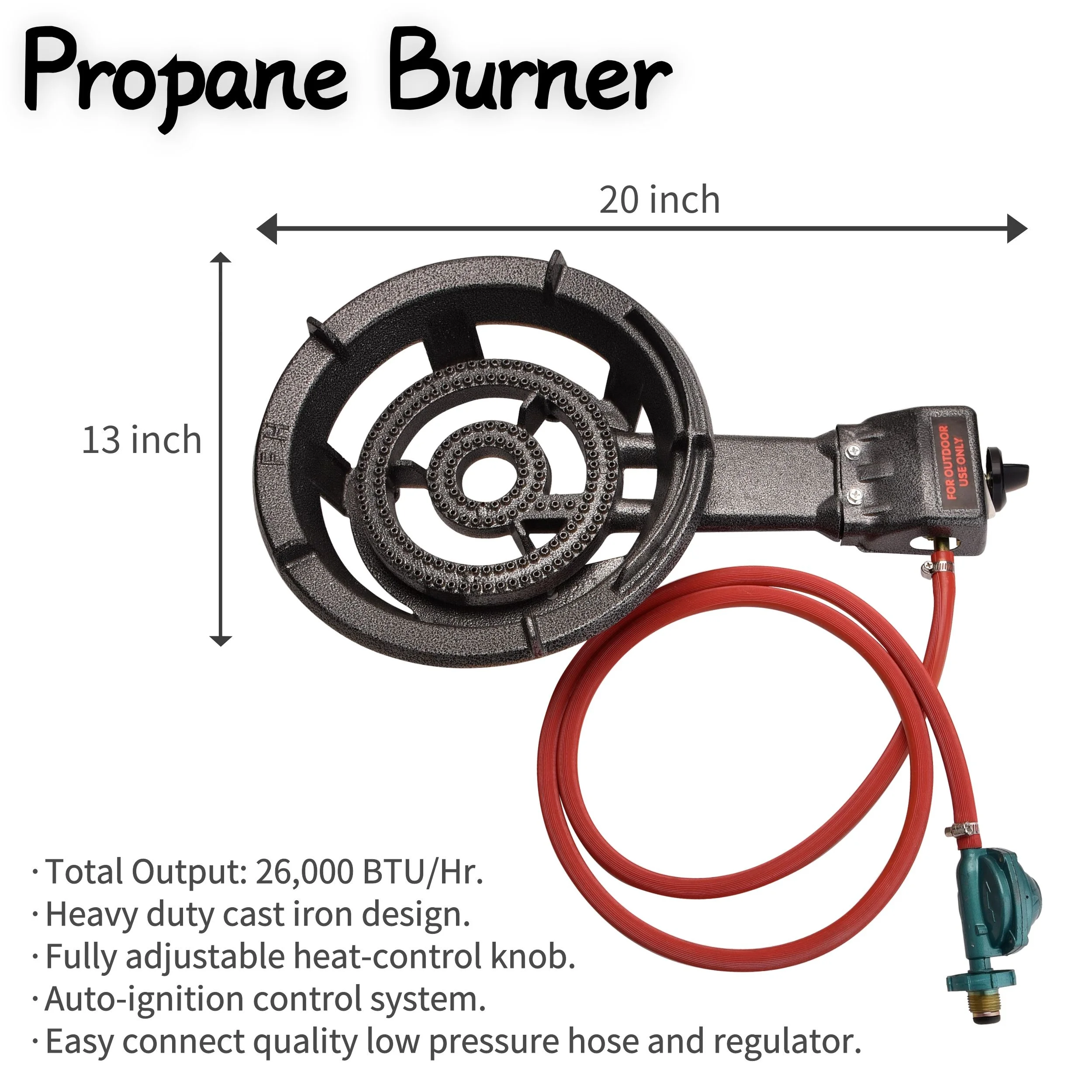 ARC 23" Heavy Duty Stainless Steel Concave Comal Set With Cast Iron Propane Burner 26,000BTU Stove and Burner Stand