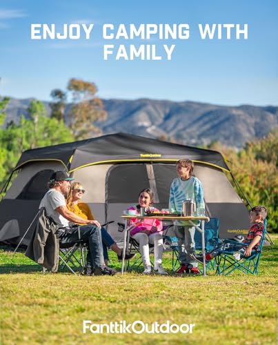 FanttikOutdoor Camping Tent 4/6/8/10 Person Instant Cabin Tent Setup in 60 Seconds with Rainfly & Windproof Portable with Carry Bag for Family
