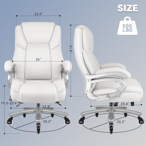 Big and Tall Office Chair 500lbs, Heavy Duty Executive Office Leather Chair for Heavy People