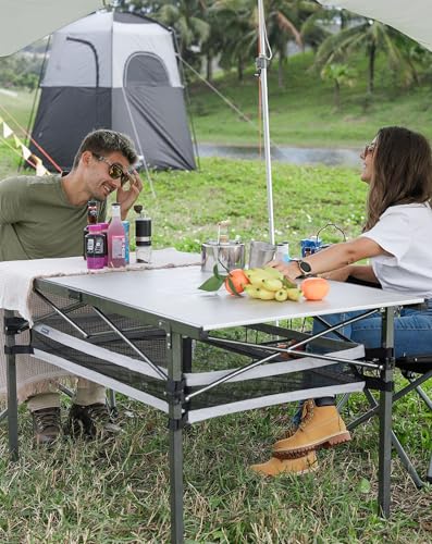 KingCamp Camping Table Folding Portable Table Aluminum Roll Up Lightweight Foldable Large Camp Table for Indoor Outdoor Picnic Backyard, 53.5"X27.5"