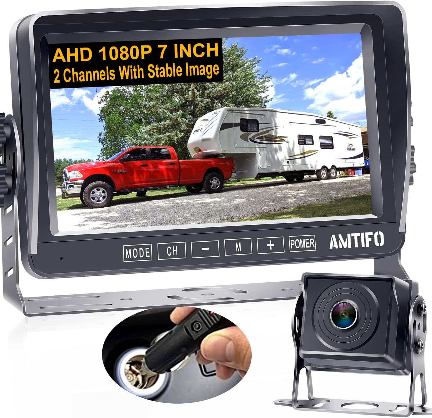 RV Backup Camera AHD 1080P Rear View Camera System for Trucks Trailers RVs Car with 7 Inch Monitor Wired Kit