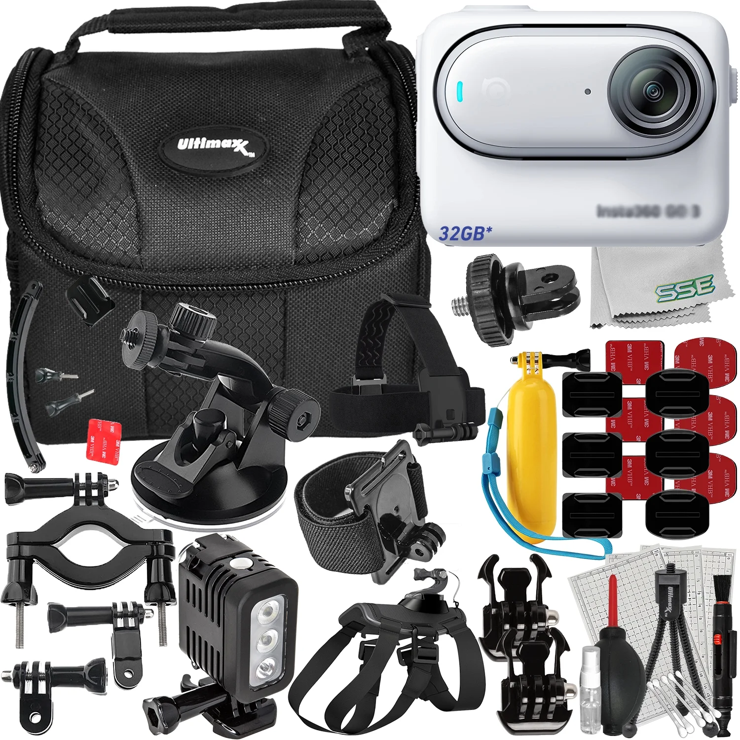 Ultimaxx Deluxe Insta360 GO 3 Action Camera Bundle (32GB) - Includes: 1/4” Screw Adapter for Action Cam Mounts